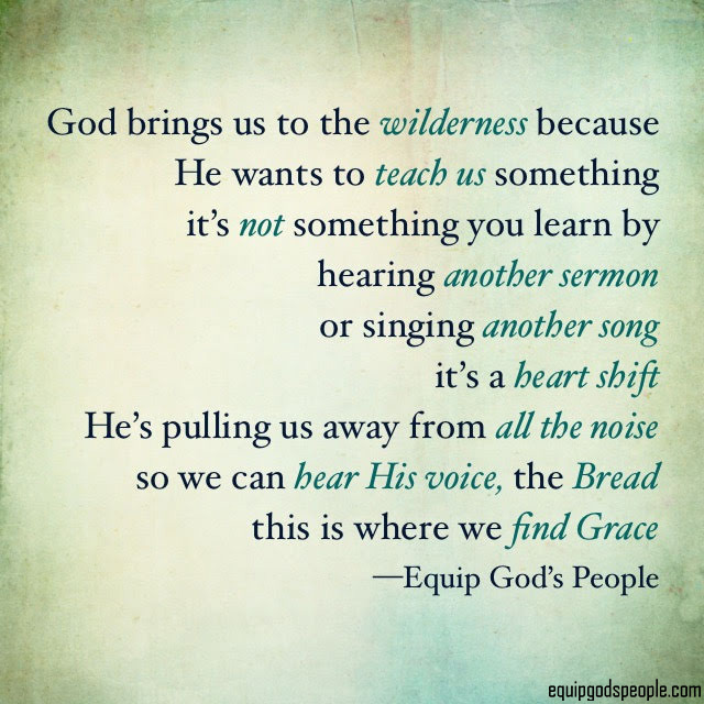 “God brings us to the wilderness because He wants to teach us something. It’s not something you learn by hearing another sermon or singing another song. It’s a heart shift. He’s pulling us away from all the noise so we can hear His voice, the Bread. This is where we find Grace.” —Equip God’s People